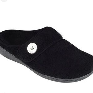 Vionic Sadie Plush Adjustable Strap Orthotic Slippers Black Women’s Size 9